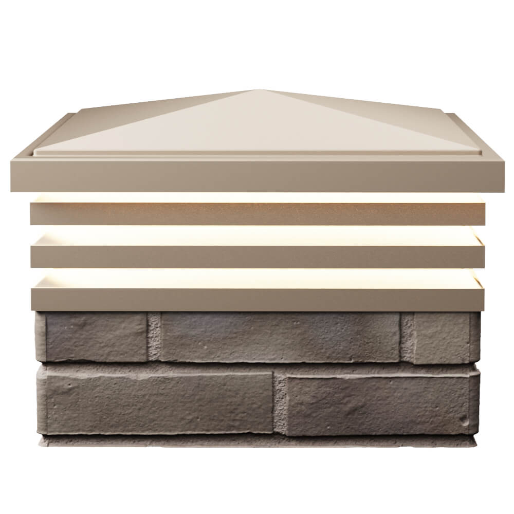 Колпак Zking Бона ХайТек Бежевый на столб 1.5х1.5 кирпича (385х385мм) с подсветкой в Владимире фото