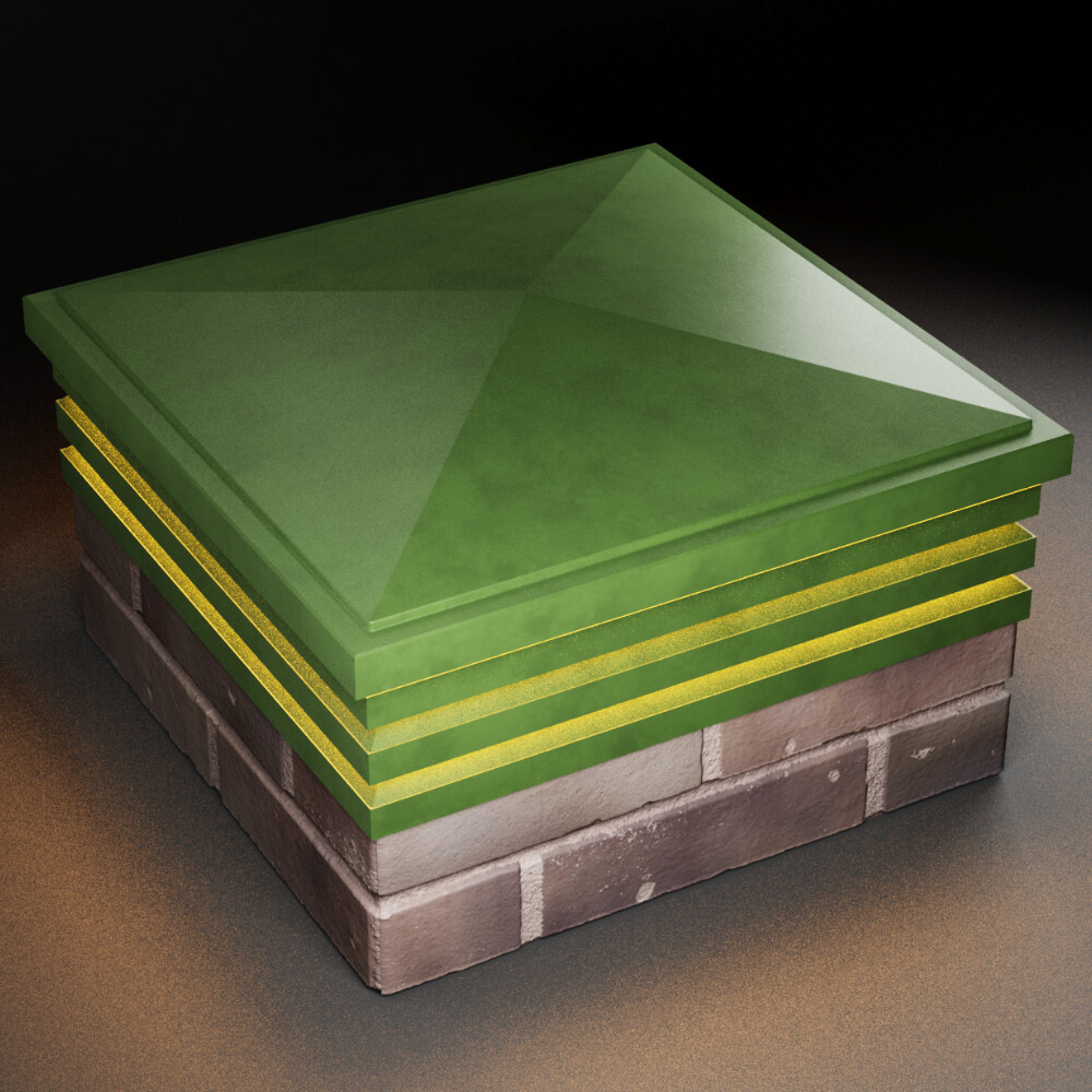 Колпак Zking Бона ХайТек Зеленый на столб 2х2 кирпича (513х513мм) с подсветкой в Владимире фото