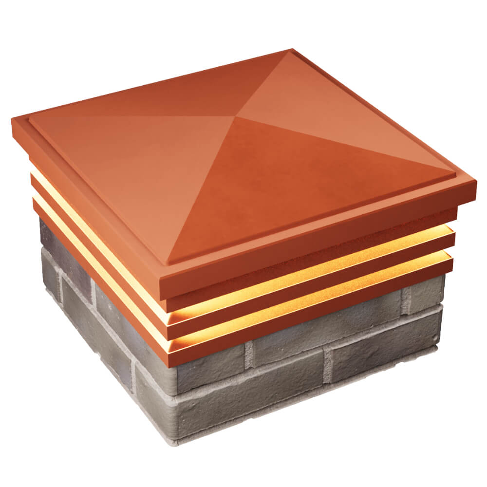 Колпак Zking Бона ХайТек Красный на столб 1.5х1.5 кирпича (385х385мм) с подсветкой в Владимире фото