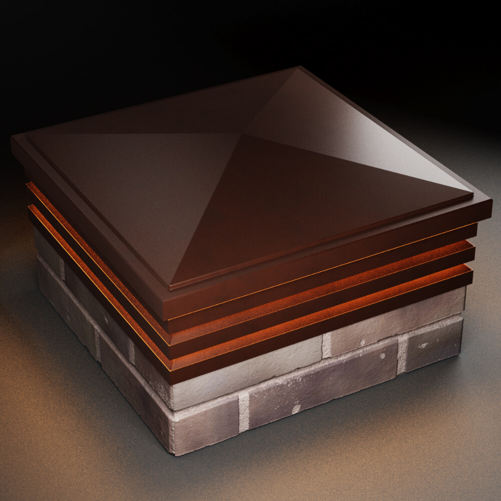 Колпак Zking Бона ХайТек Коричневый на столб 2х2 кирпича (513х513мм) с подсветкой в Владимире фото