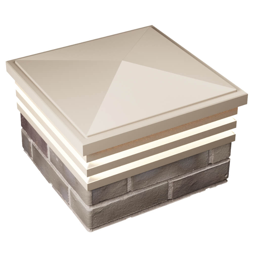 Колпак Zking Бона ХайТек Бежевый на столб 1.5х1.5 кирпича (385х385мм) с подсветкой в Владимире фото