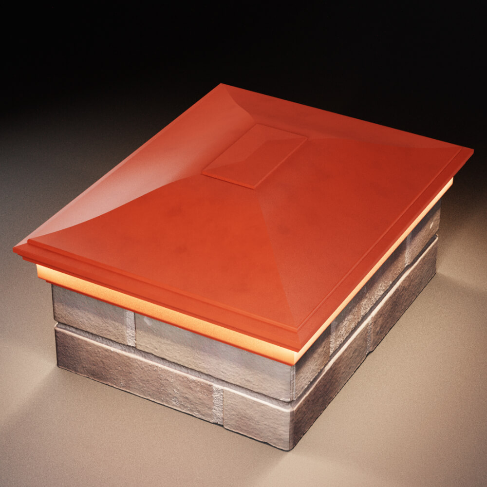 Колпак Zking Монблан Красный на столб 2х1.5 кирпича (515х385мм) c подсветкой в Владимире фото