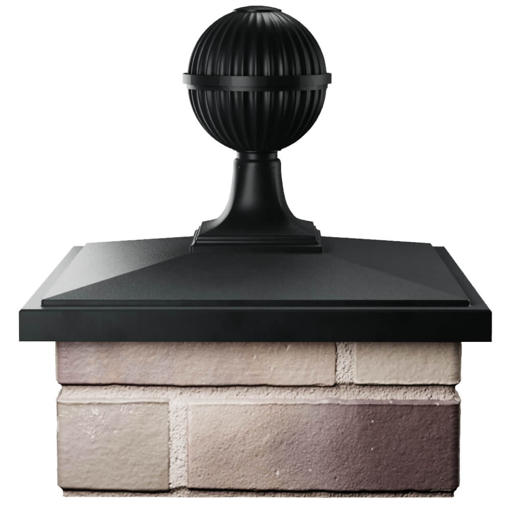 Колпак Zking БонаМоно Черный с шаром на столб 1.5х1.5 кирпича (385х385, 400х400мм) в сборе Владимир фото