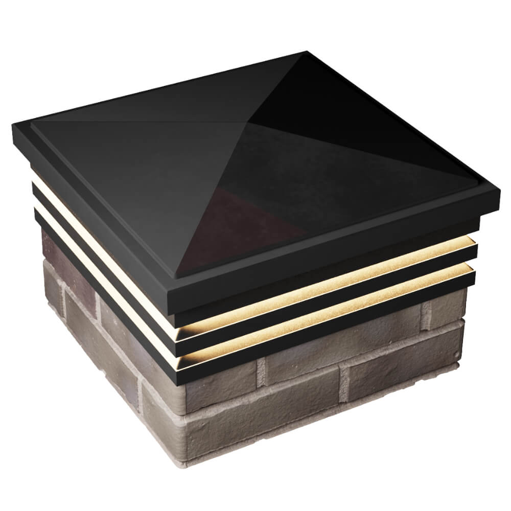 Колпак Zking Бона ХайТек Черный на столб 1.5х1.5 кирпича (385х385мм) с подсветкой в Владимире фото