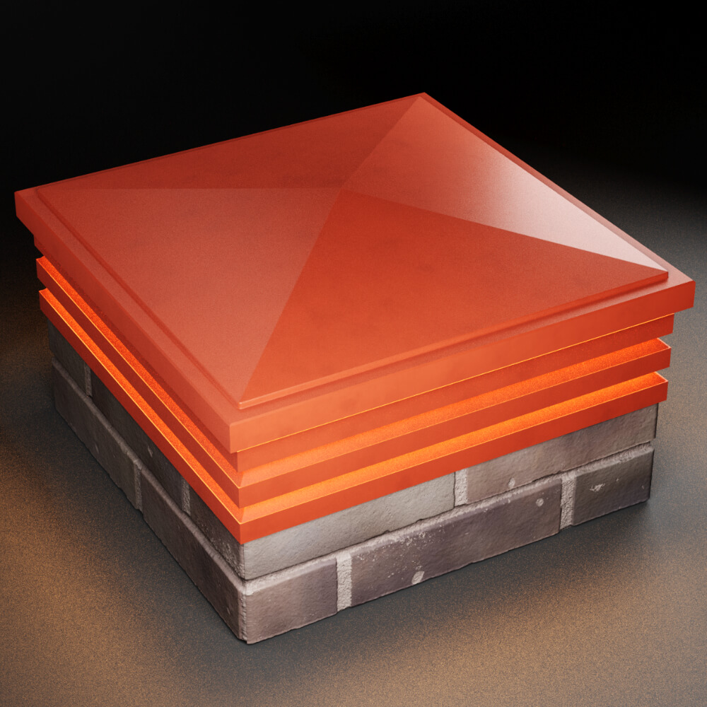 Колпак Zking Бона ХайТек Красный на столб 2х2 кирпича (513х513мм) с подсветкой в Владимире фото