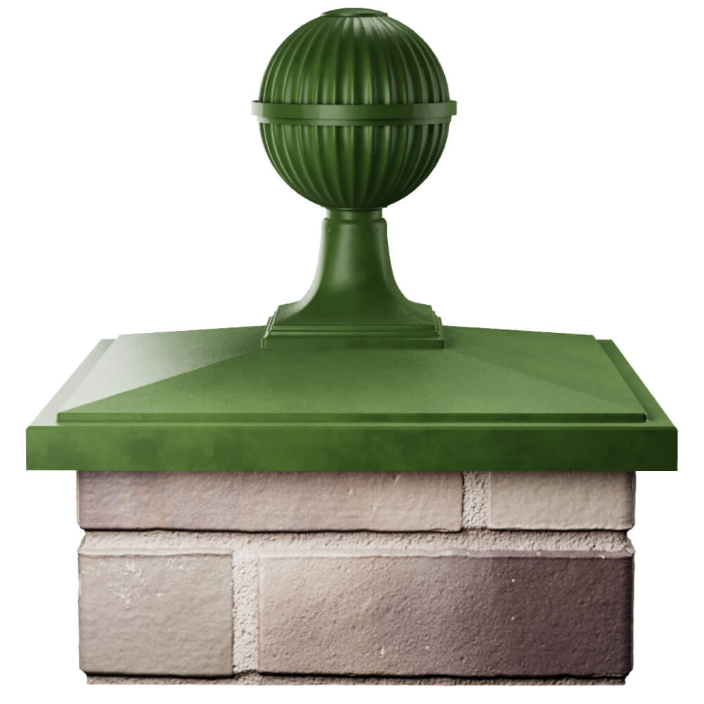 Колпак Zking БонаМоно Зеленый с шаром на столб 1.5х1.5 кирпича (385х385, 400х400мм) в сборе Владимир фото