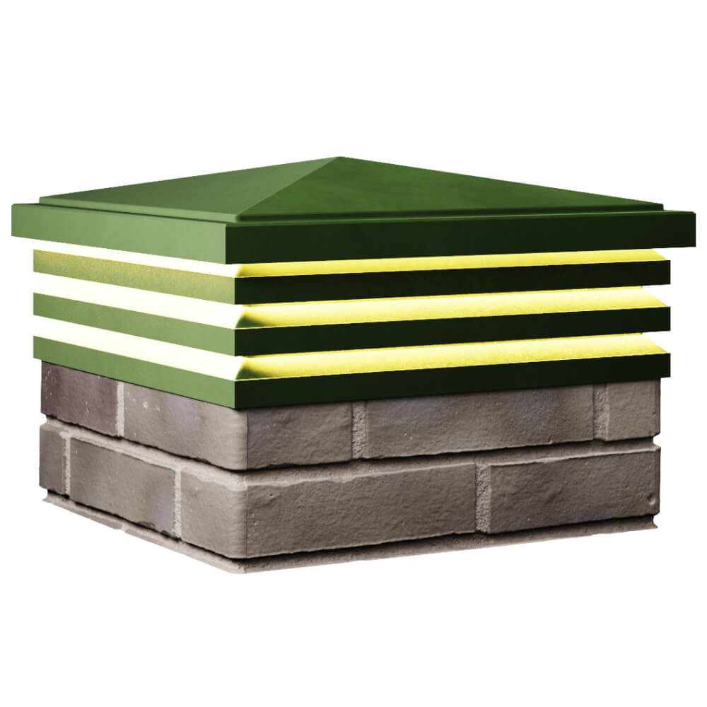 Колпак Zking Бона ХайТек Зеленый на столб 1.5х1.5 кирпича (385х385мм) с подсветкой в Владимире фото