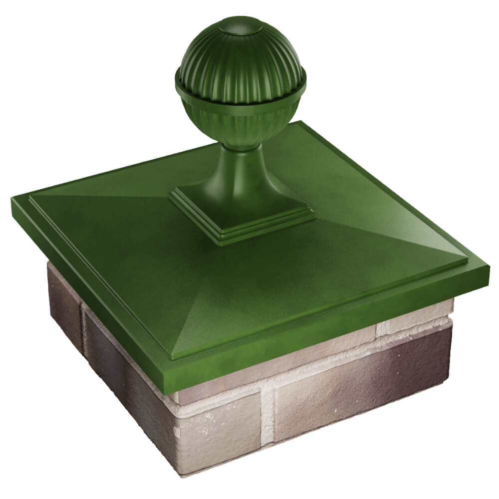 Колпак Zking БонаМоно Зеленый с шаром на столб 1.5х1.5 кирпича (385х385, 400х400мм) в сборе в Владимире фото