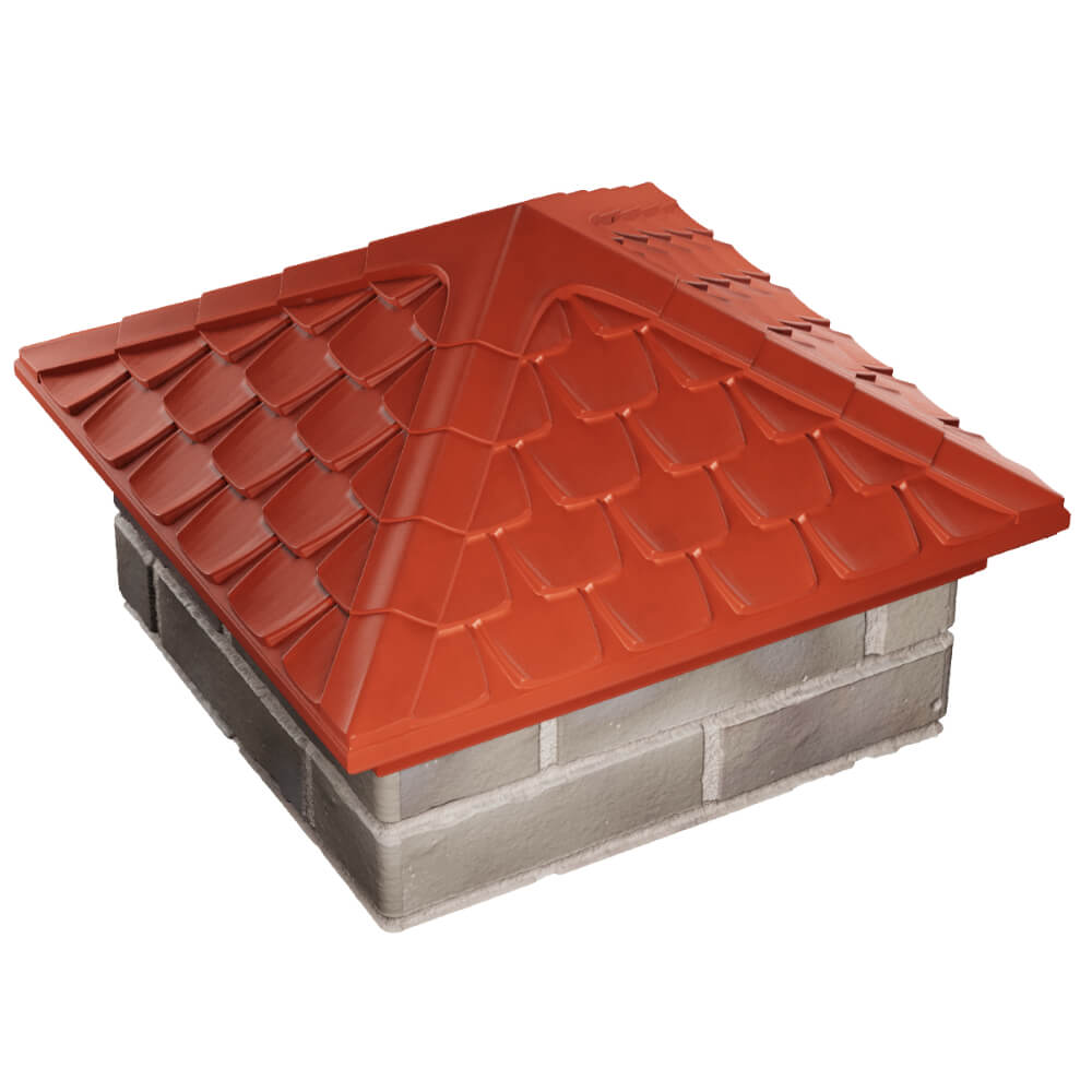 Колпак Zking Эльбрус Красный на столб 1.5х1.5 кирпича (385х385мм) в Владимире фото