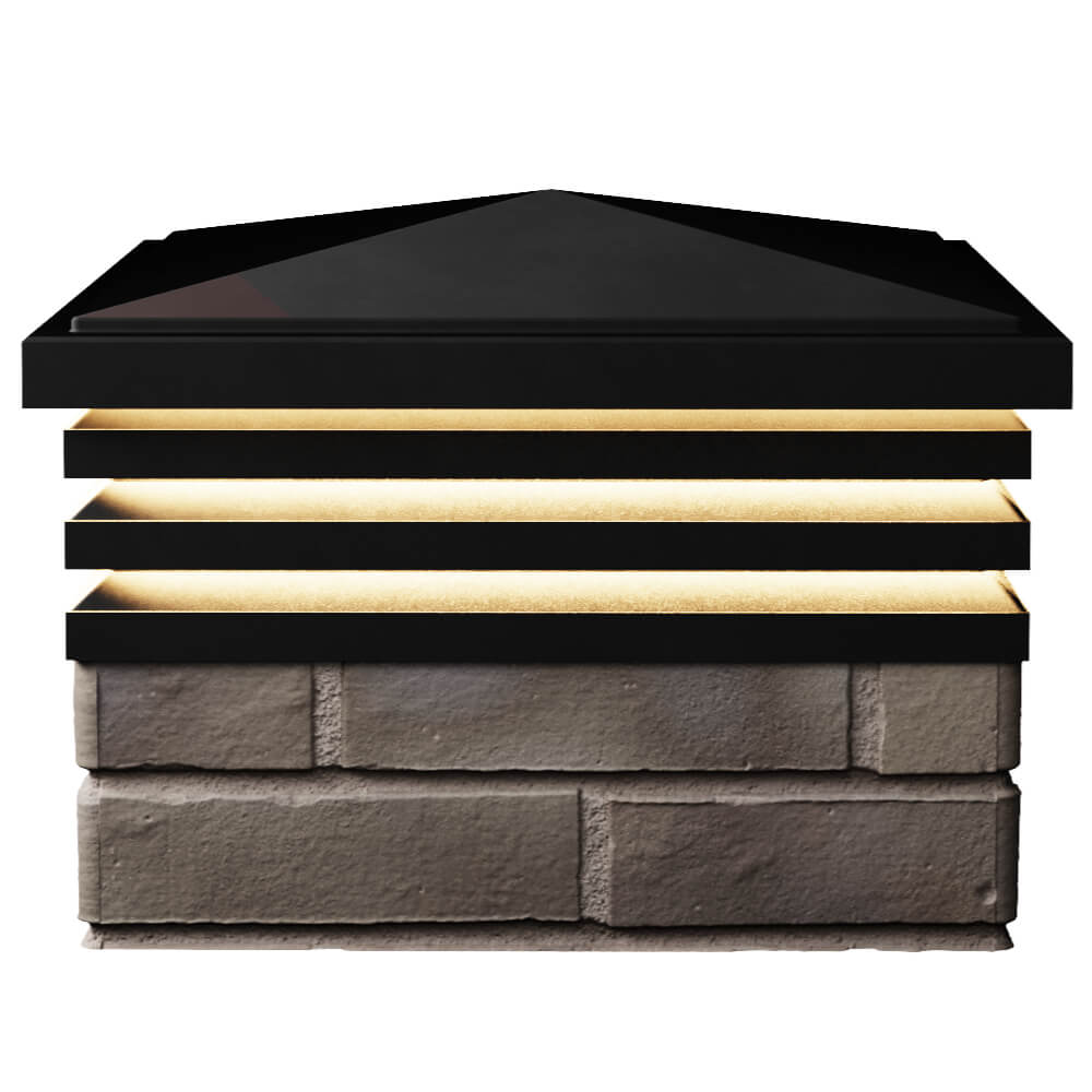 Колпак Zking Бона ХайТек Черный на столб 1.5х1.5 кирпича (385х385мм) с подсветкой в Владимире фото