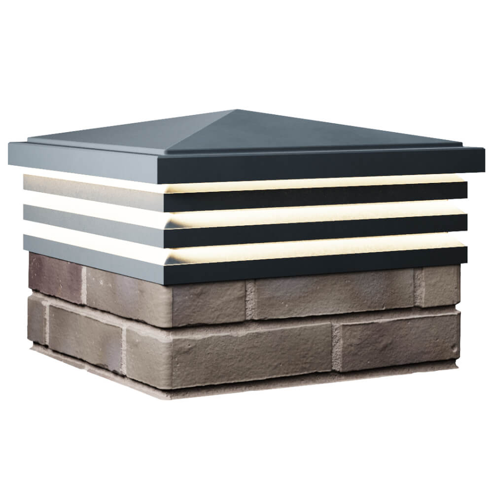 Колпак Zking Бона ХайТек Серый на столб 1.5х1.5 кирпича (385х385мм) с подсветкой в Владимире фото