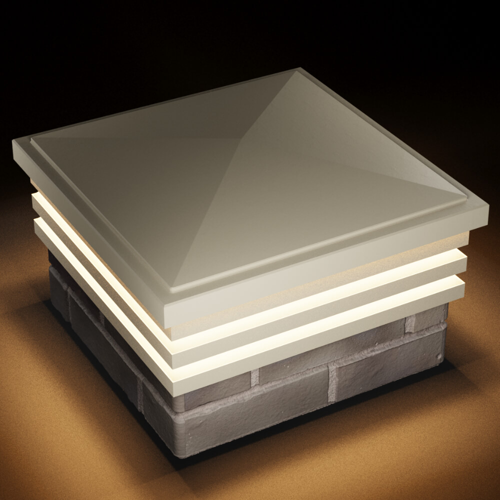 Колпак Zking Бона ХайТек Бежевый на столб 1.5х1.5 кирпича (385х385мм) с подсветкой в Владимире фото