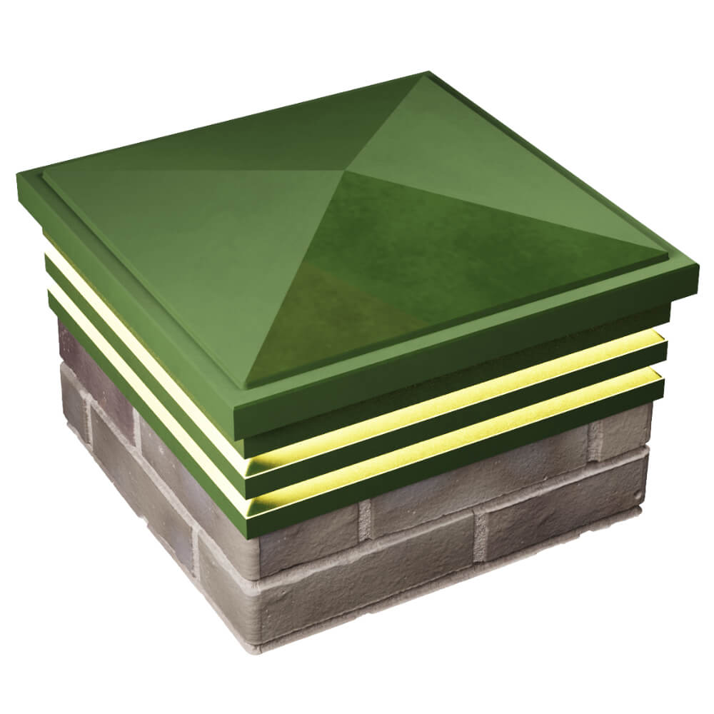 Колпак Zking Бона ХайТек Зеленый на столб 1.5х1.5 кирпича (385х385мм) с подсветкой в Владимире фото