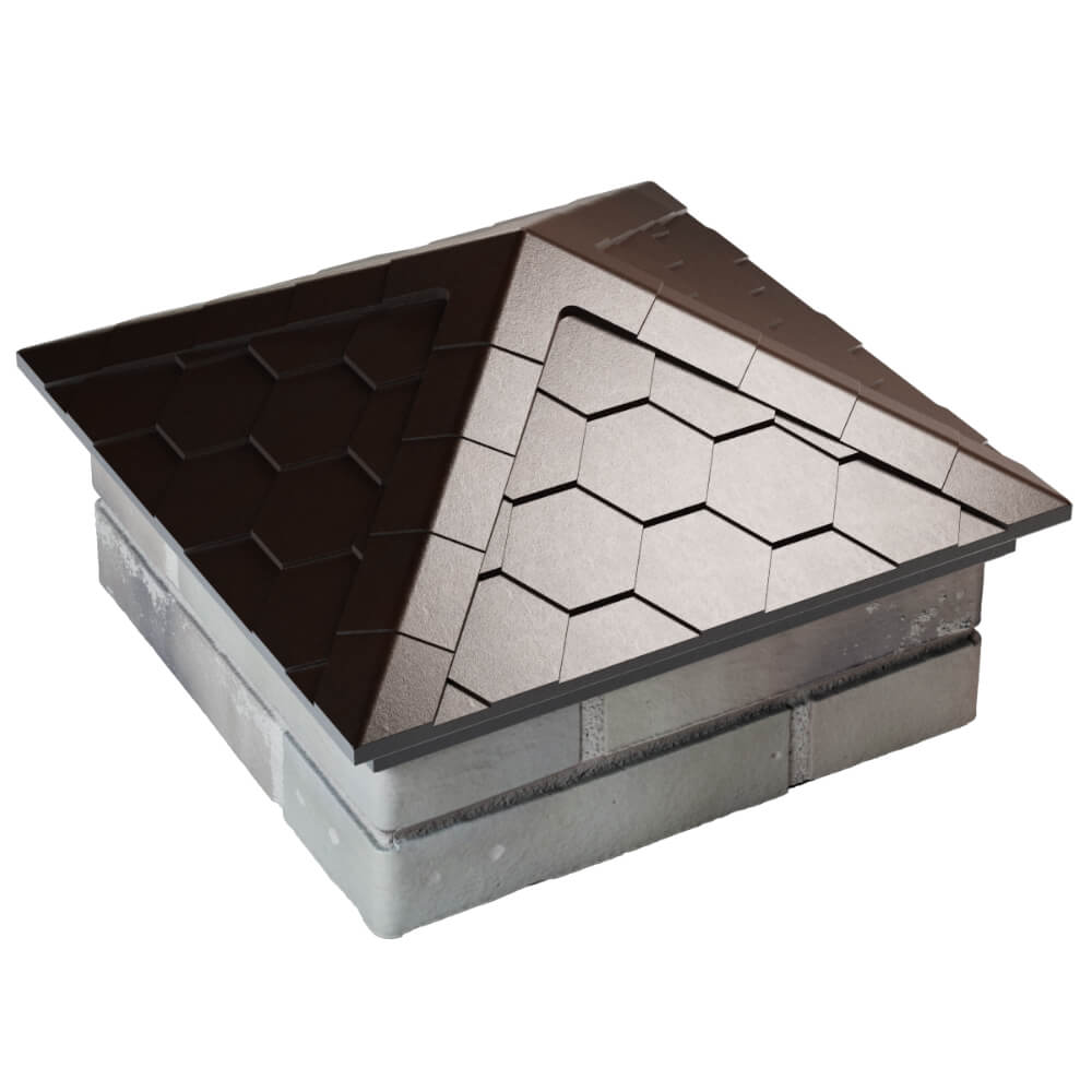 Колпак Zking Эверест Коричневый на столб 1.5х1.5 кирпича (390х390мм) в Владимире фото