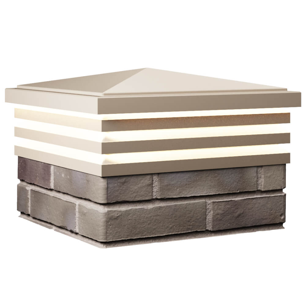 Колпак Zking Бона ХайТек Бежевый на столб 1.5х1.5 кирпича (385х385мм) с подсветкой в Владимире фото