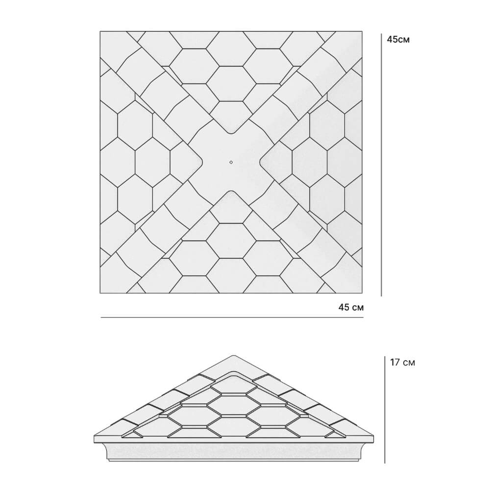 Колпак Zking Эверест Серый на столб 1.5х1.5 кирпича (390х390мм) в Владимире фото