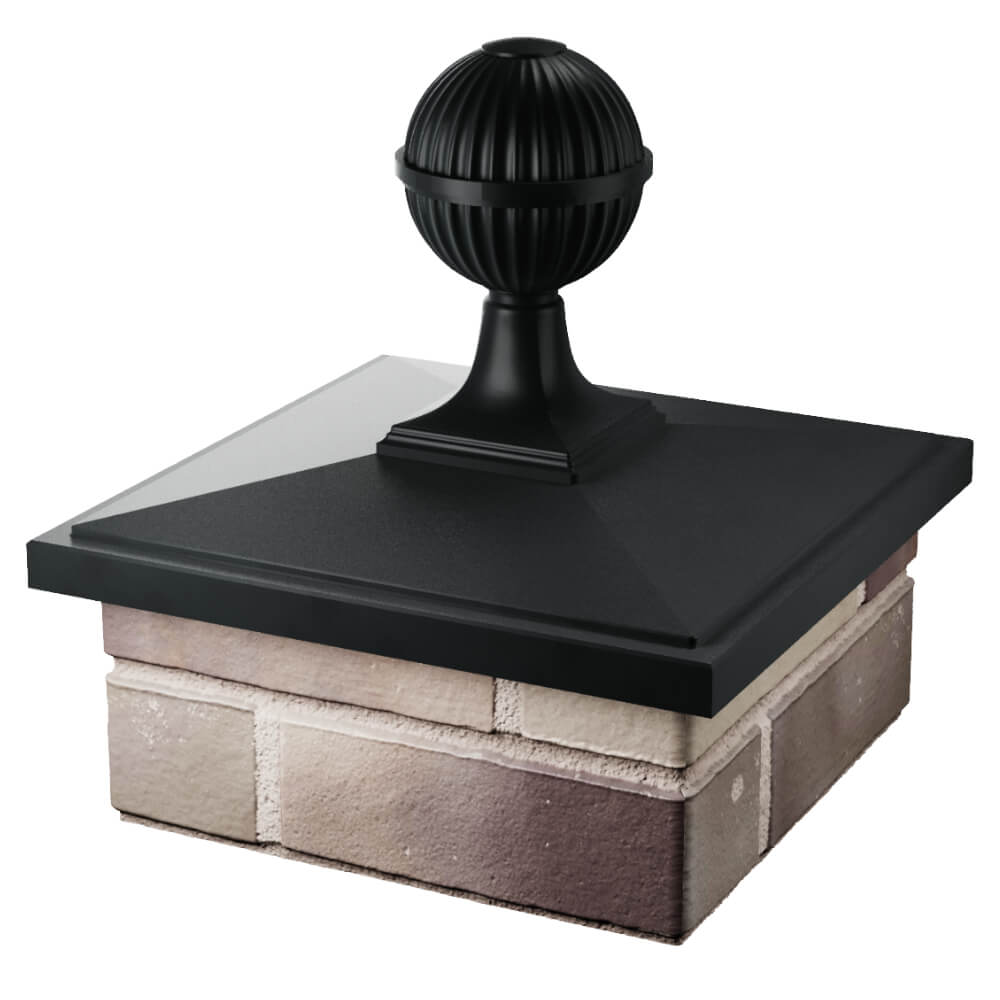 Колпак Zking БонаМоно Черный с шаром на столб 1.5х1.5 кирпича (385х385, 400х400мм) в сборе в Владимире фото