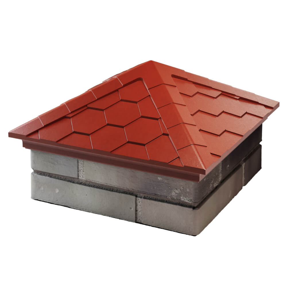 Колпак Zking Эверест Красный на столб 1.5х1.5 кирпича (390х390мм) в Владимире фото