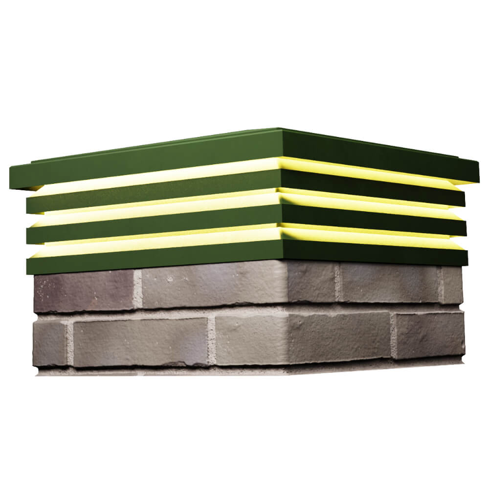 Колпак Zking Бона ХайТек Зеленый на столб 1.5х1.5 кирпича (385х385мм) с подсветкой в Владимире фото