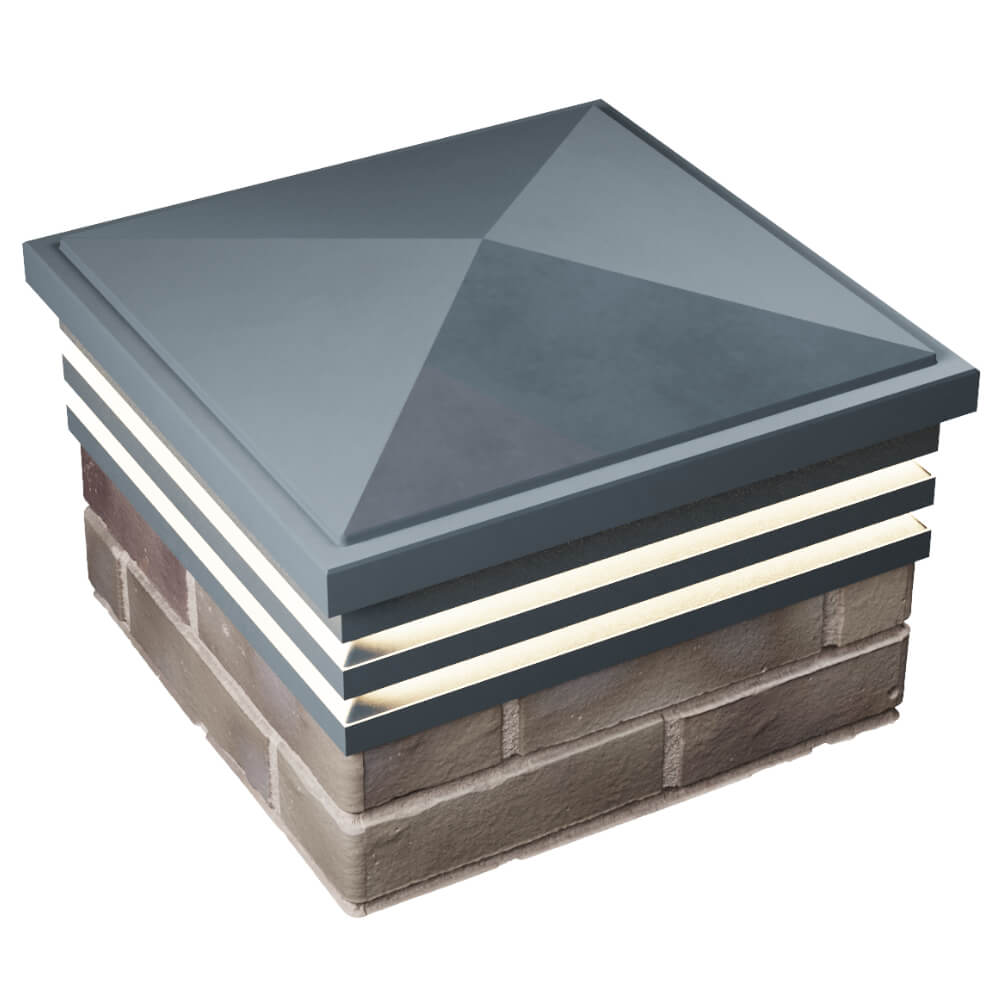 Колпак Zking Бона ХайТек Серый на столб 1.5х1.5 кирпича (385х385мм) с подсветкой в Владимире фото