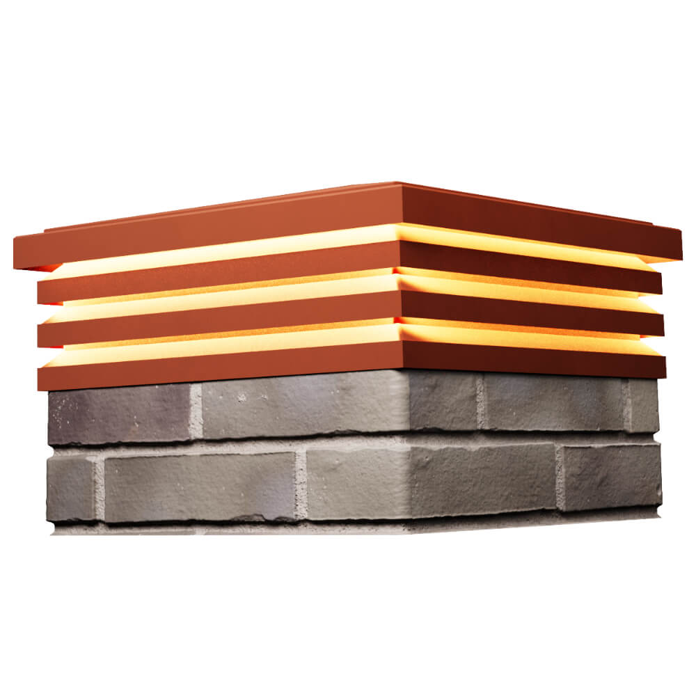 Колпак Zking Бона ХайТек Красный на столб 1.5х1.5 кирпича (385х385мм) с подсветкой в Владимире фото