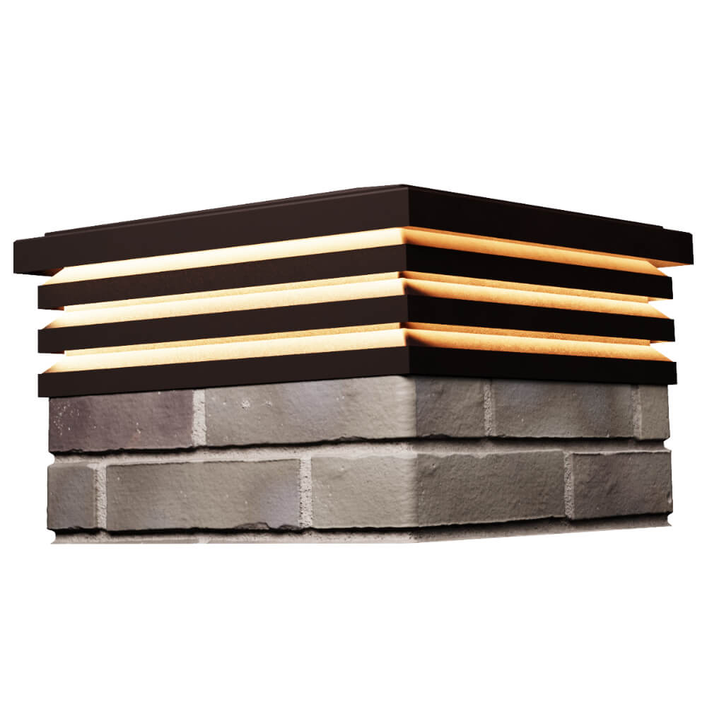 Колпак Zking Бона ХайТек Коричневый на столб 1.5х1.5 кирпича (385х385мм) с подсветкой в Владимире фото