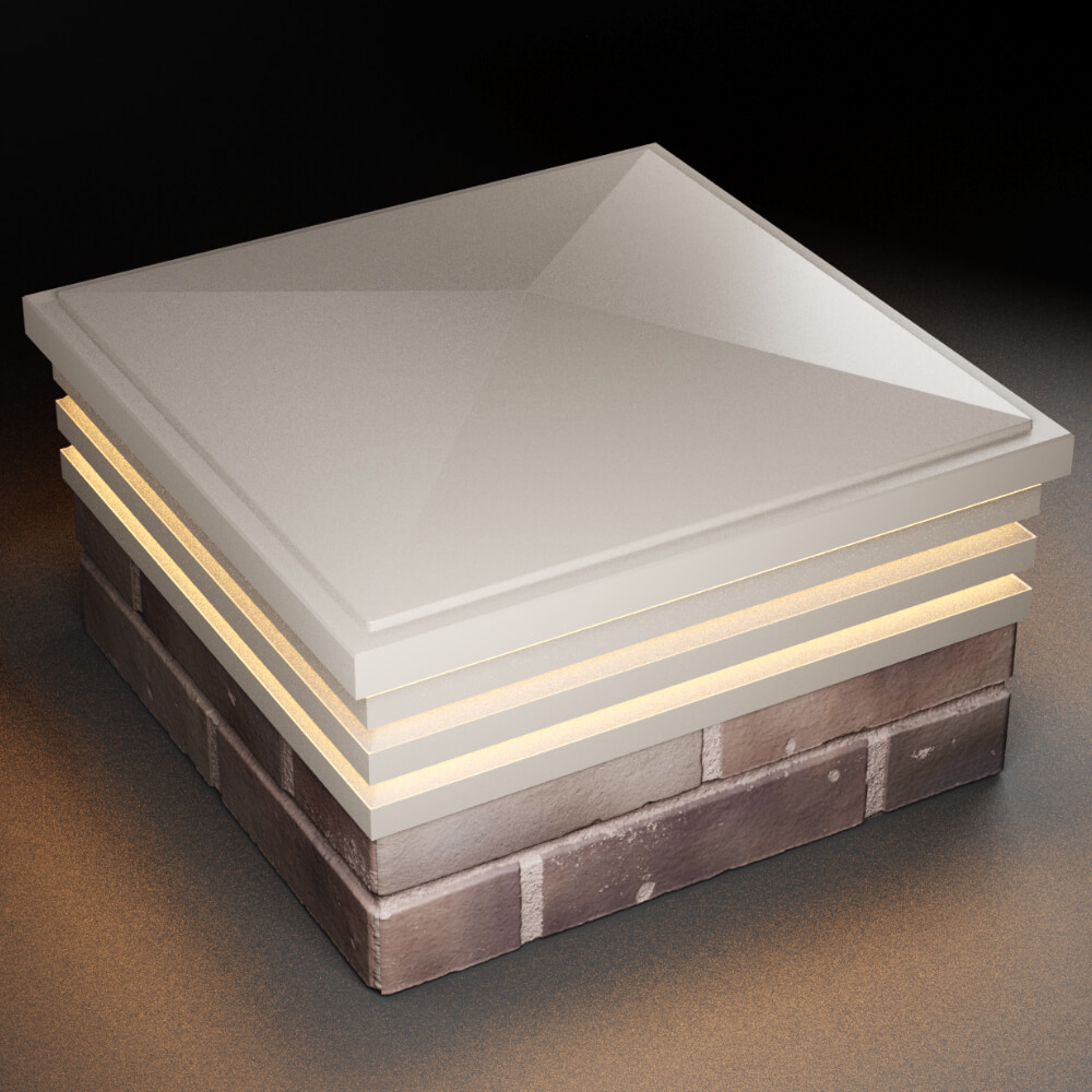 Колпак Zking Бона ХайТек Бежевый на столб 2х2 кирпича (513х513мм) с подсветкой в Владимире фото