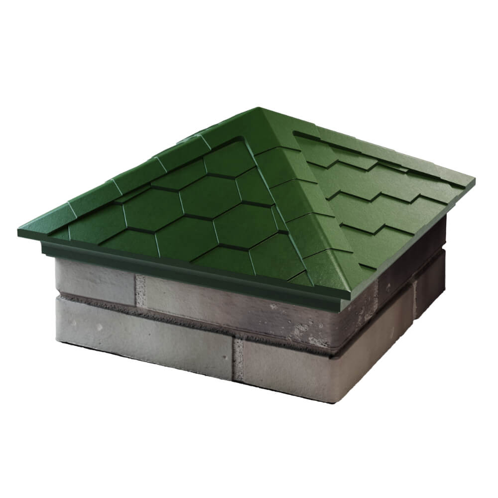 Колпак Zking Эверест Зеленый на столб 1.5х1.5 кирпича (390х390мм) в Владимире фото