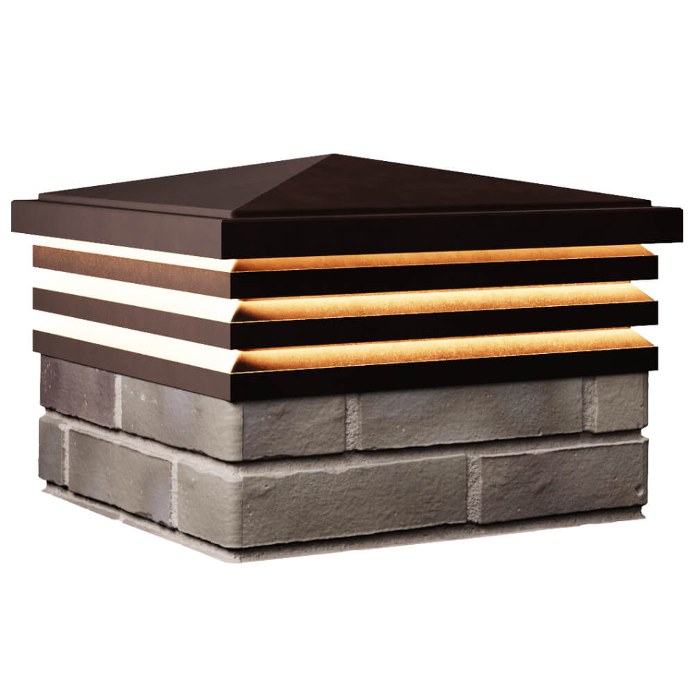 Колпак Zking Бона ХайТек Коричневый на столб 1.5х1.5 кирпича (385х385мм) с подсветкой в Владимире фото