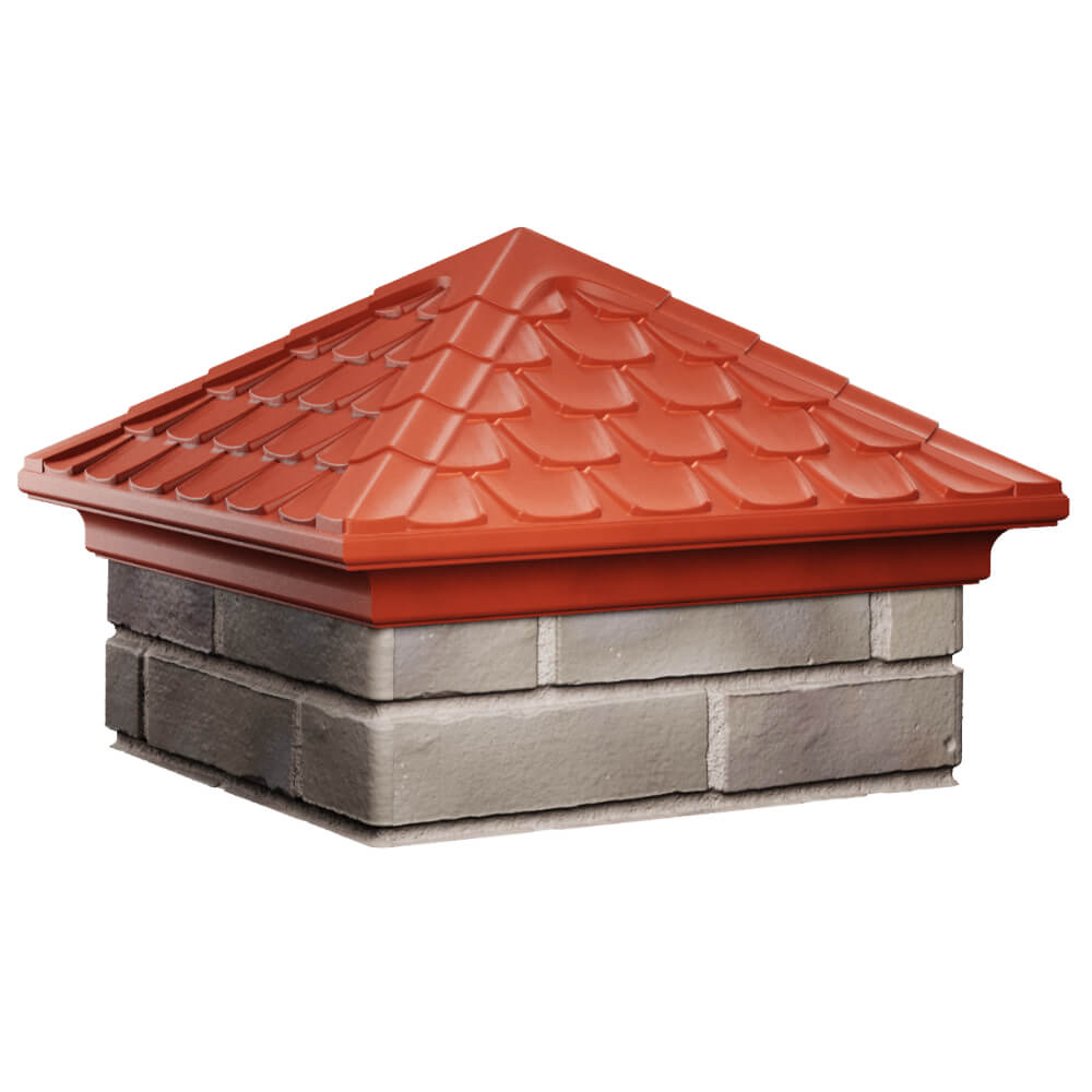 Колпак Zking Эльбрус Красный на столб 1.5х1.5 кирпича (385х385мм) в Владимире фото