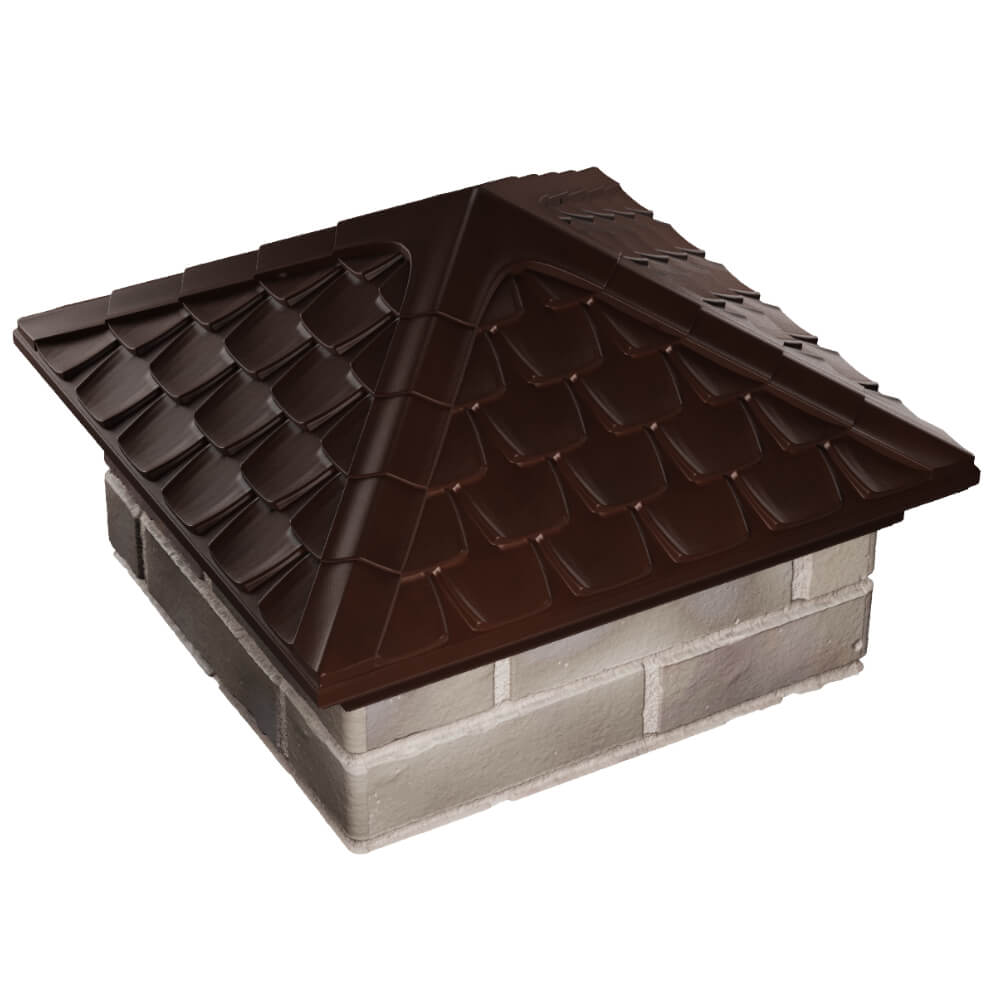 Колпак Zking Эльбрус Коричневый на столб 1.5х1.5 кирпича (385х385мм) в Владимире фото