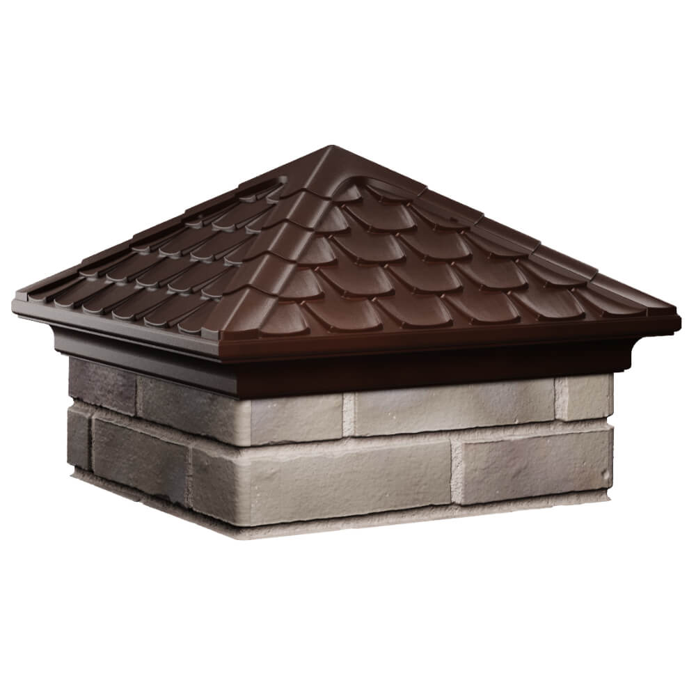 Колпак Zking Эльбрус Коричневый на столб 1.5х1.5 кирпича (385х385мм) в Владимире фото
